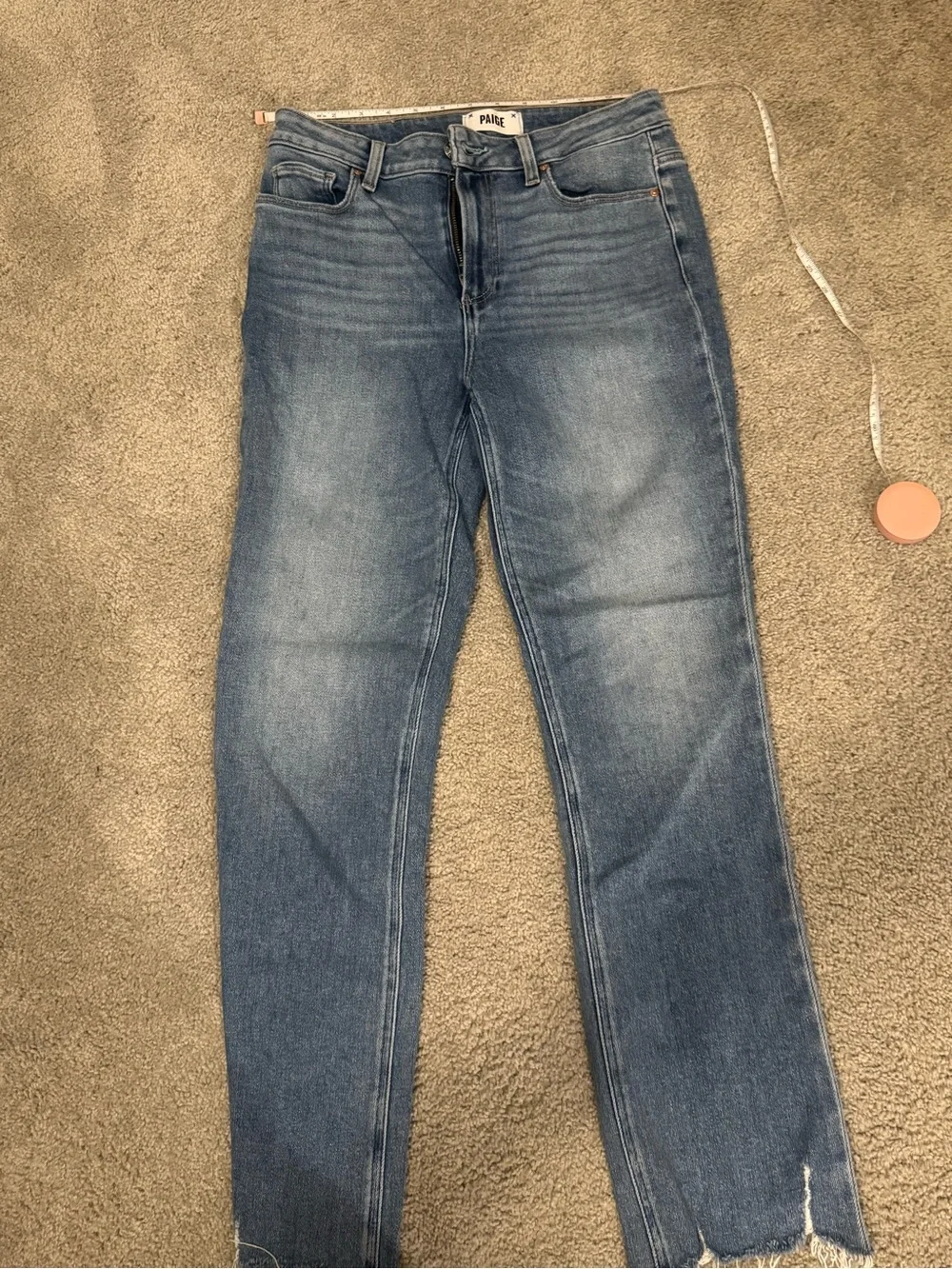 PAIGE Straight Leg Jeans in Medium Blue Wash